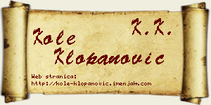 Kole Klopanović vizit kartica